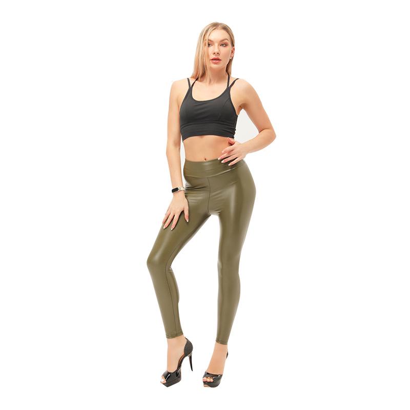 2024 Autumn/Winter Women's High-Waist PU Leather Slimming Pants