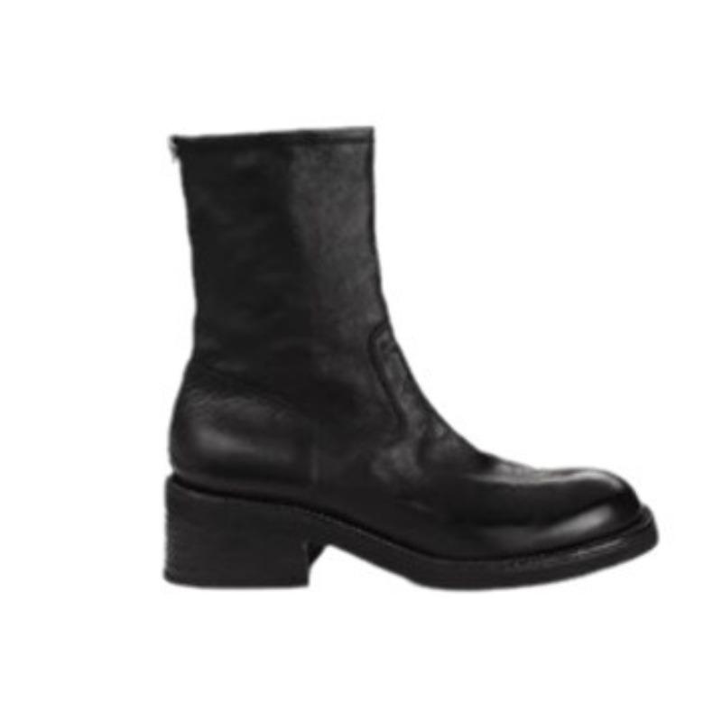 Anti-slip Shoes, Retro Round Toe Thick-soled Back Zipper Boots, Ankle Boots for Women