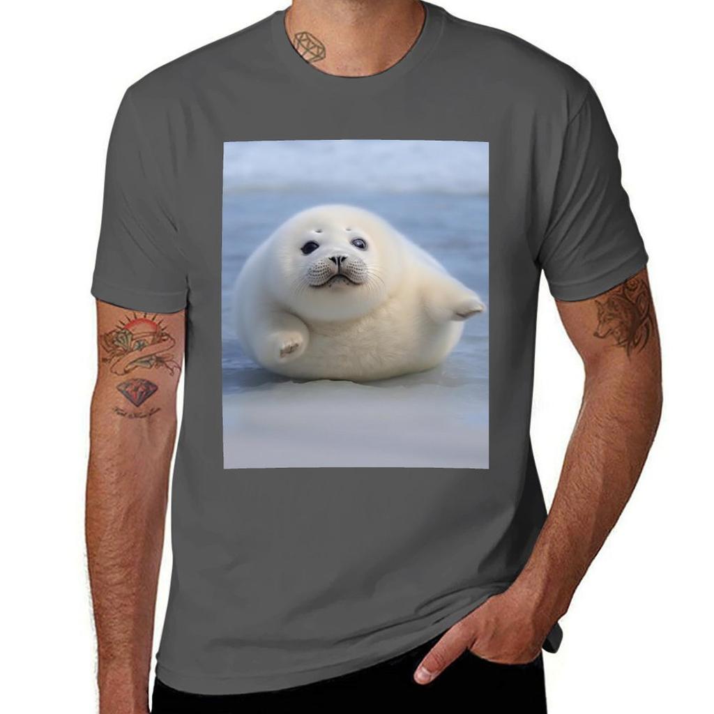 Chonky Seal Pup Hug TShirt Stylish Graphic Short Sleeve Top