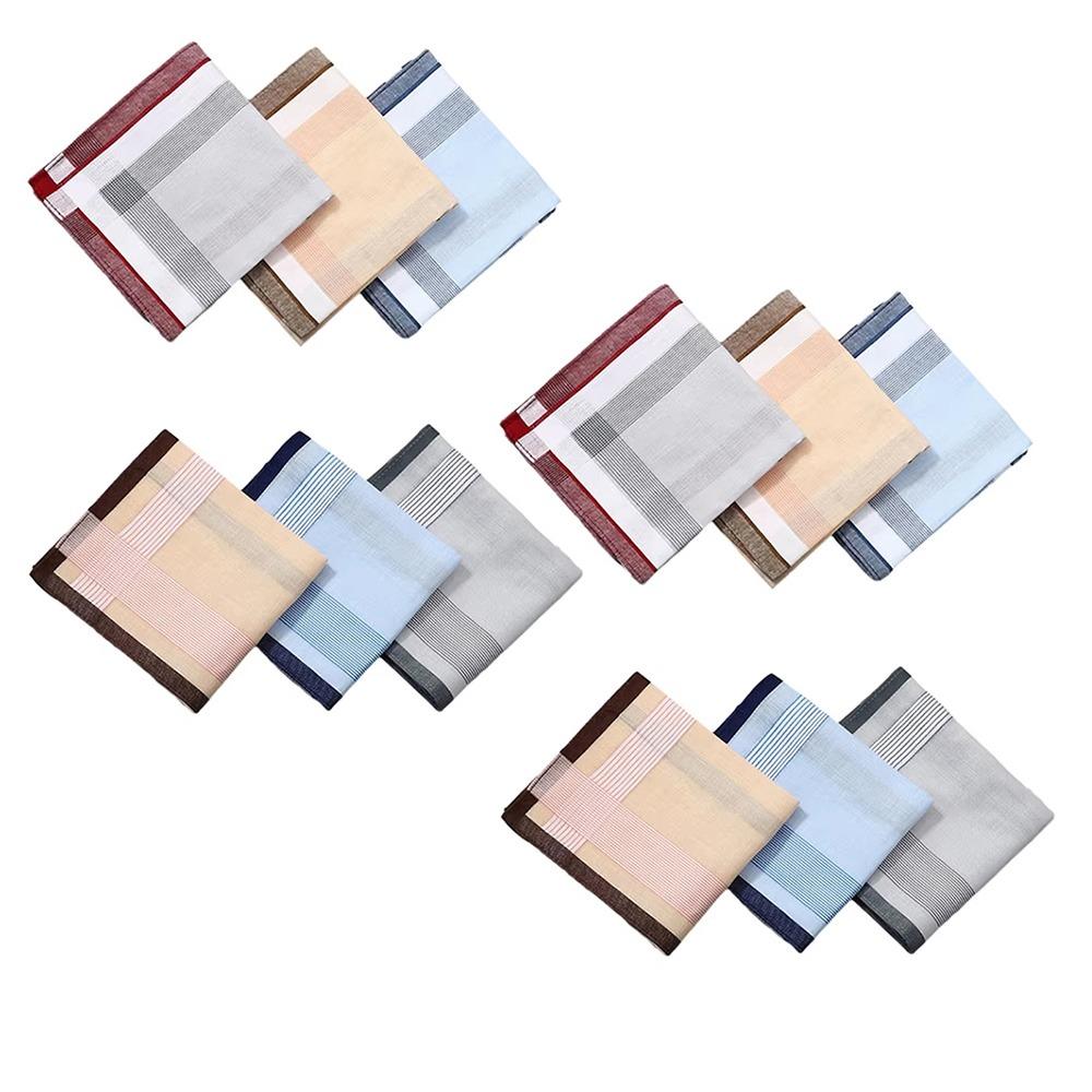 12Pcs/Set Sweat Absorbent Pocket Plaid Square Towel Men's Cotton Handkerchiefs  Wedding Season
