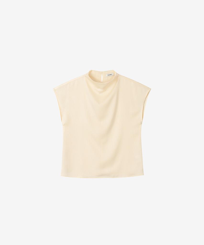 BASIKA Mock Neck Blouse (Beige)