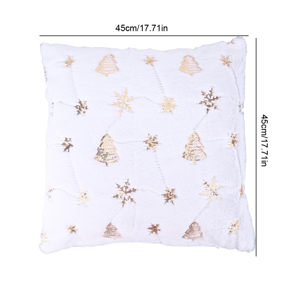 Christmas Tree Snowflake Embroidered Pillowcase Soft Christmas Pattern Throw Pillow Cover for Winter Holiday Decoration