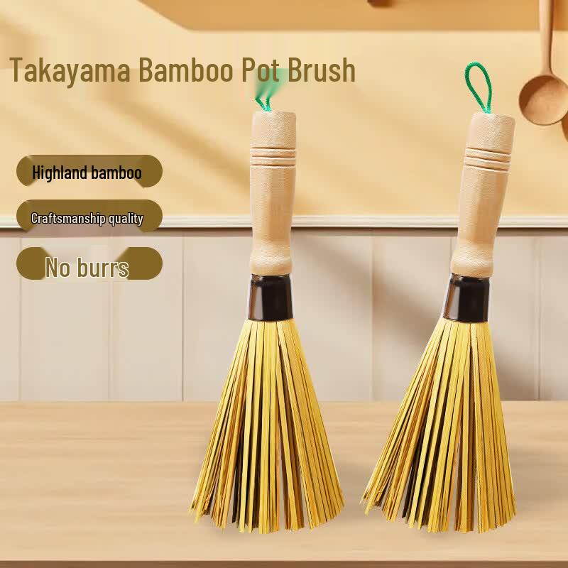 Bamboo Long Handle Pot Brush (2-pack)