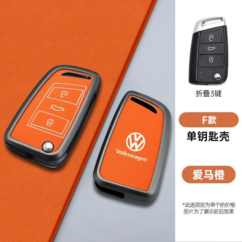 

VW GTI GOLF 2026 Hot For VW VOLKSWAGEN New Zinc Alloy Leather Car Smart Remote Key Case Cover Protector Holder Shell for VW Volk