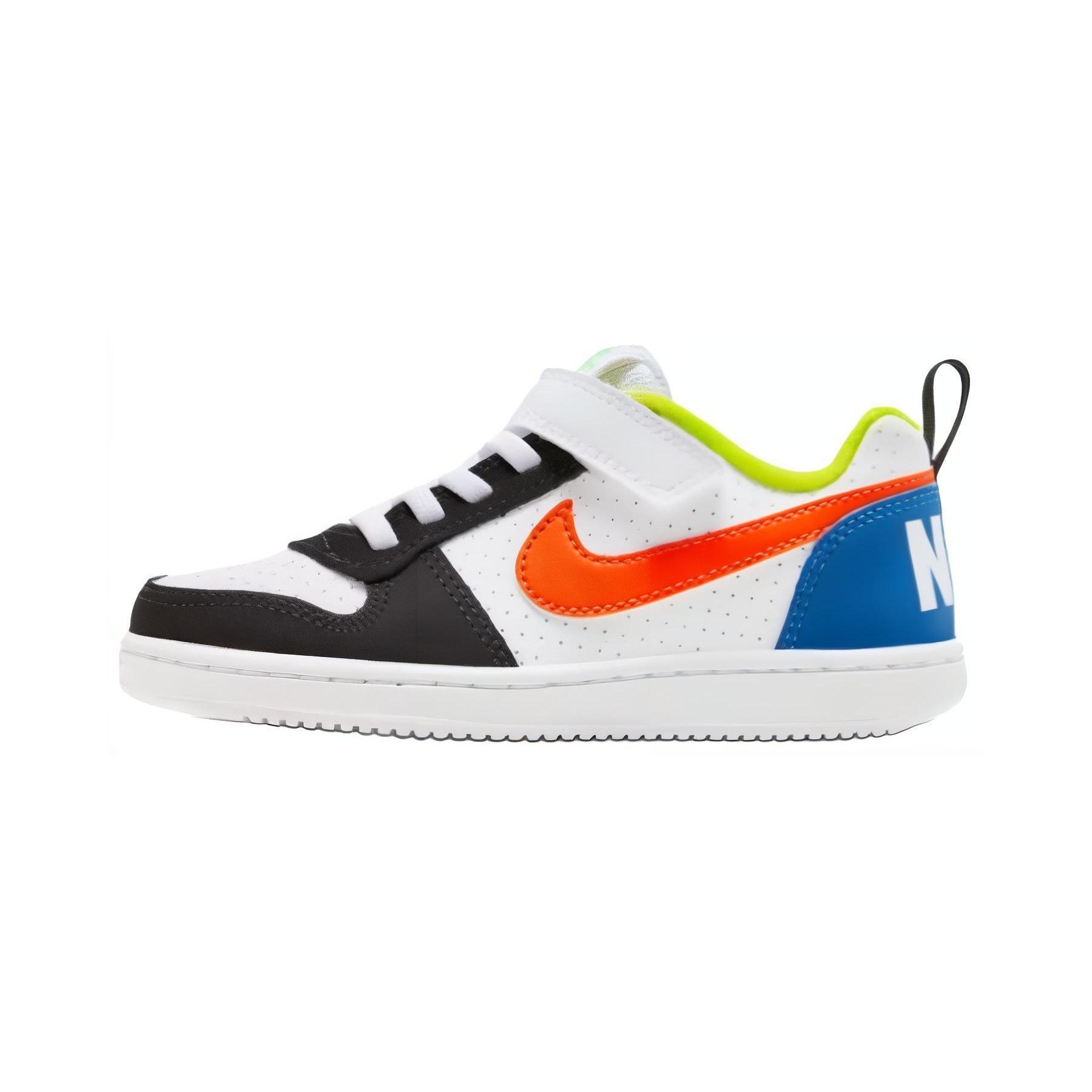 (PS) Nike Court Borough White Orange Blue Kids DV9114-181 EU 28