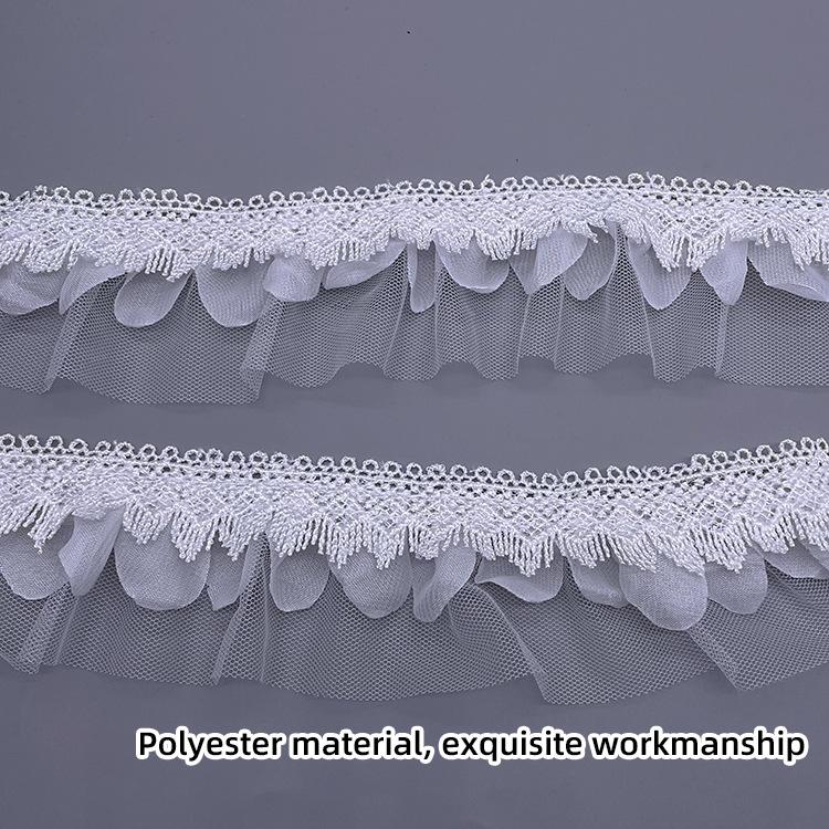 Polyester 3 Layers Chiffon Tulle Ruffle Lace Trim Embroidered Lace Ribbon for Children Skirt Women's Dress Clothing Curtain