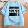 Trička Definitely Not on Drugs Bavlna Krátký rukáv Vtipné tričko Pánské Ležérní Oversized Pánské Oblečení Streetwear Párty Klubová Trička