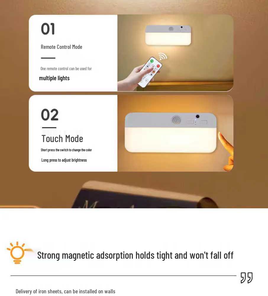 Dual Color Magnetic Charging Motion Sensor Night Light for Bedroom, Wall, Staircase, or Cabinet.