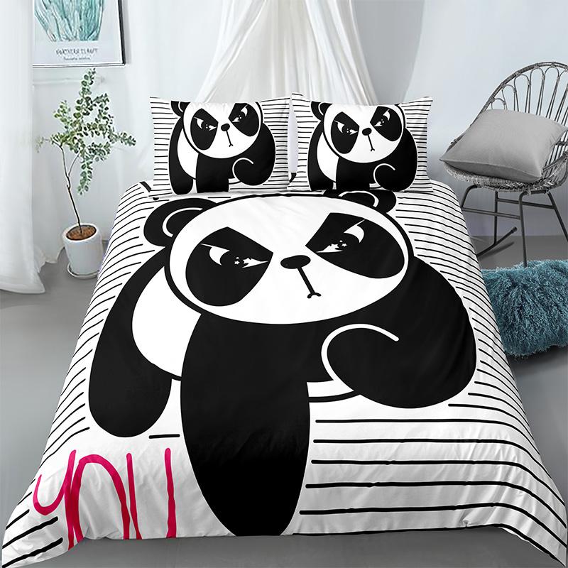 Comforter Panda Printed 2/3Pcs Bedding Set Bamboo For Adult Child Bedclothes And S Bed Sets King
