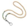 Stylish Beaded Lanyard ID Badge Holder with Lobster Clasp Keyring Natural Wood Beads Work Card Lanyard