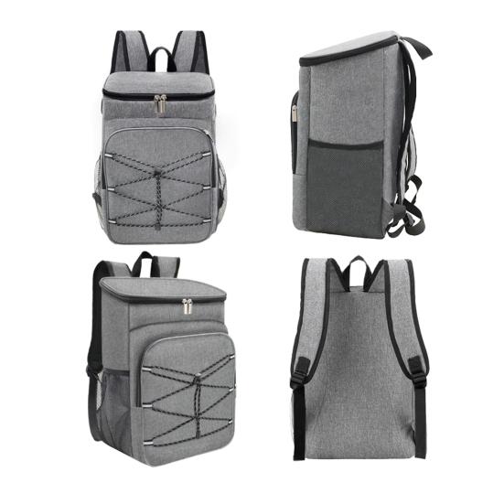 Picnic Bag Large Capacity Waterproof Oxford Cloth Cooler Bag with Adjustable Straps Side Mesh Pockets Outdoor Lunch Bag