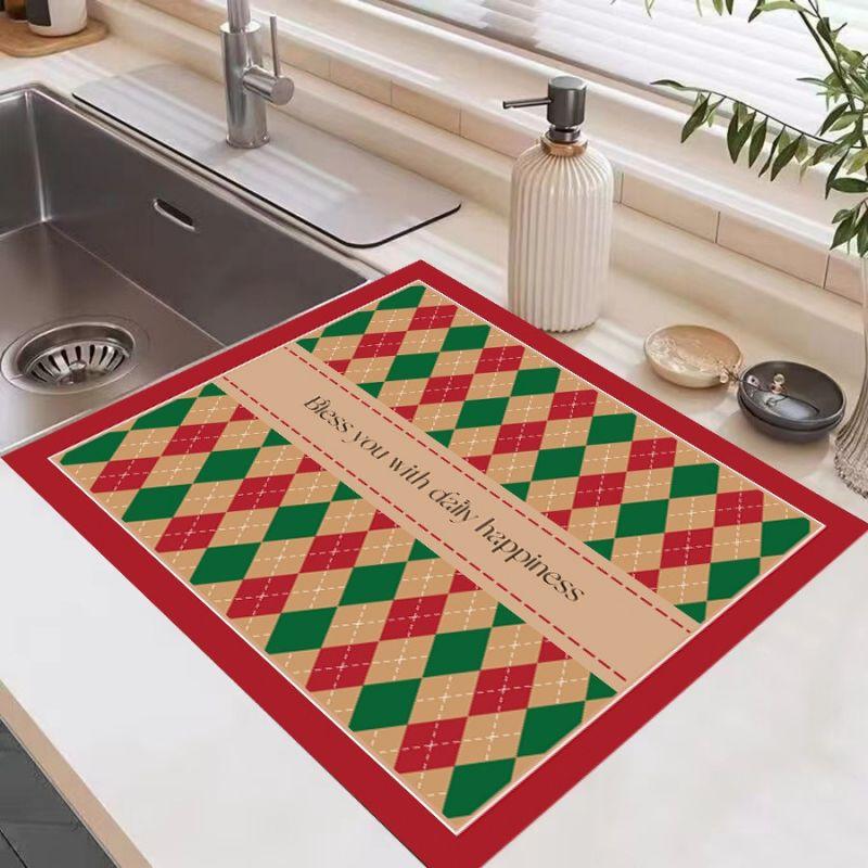 

Рождественские коврики для сушки посуды для декора кухонного стола Абсорбирующий коврик для сушки «Снежинка» Кухонные аксессуары Рождественские украшения 30x40cm
