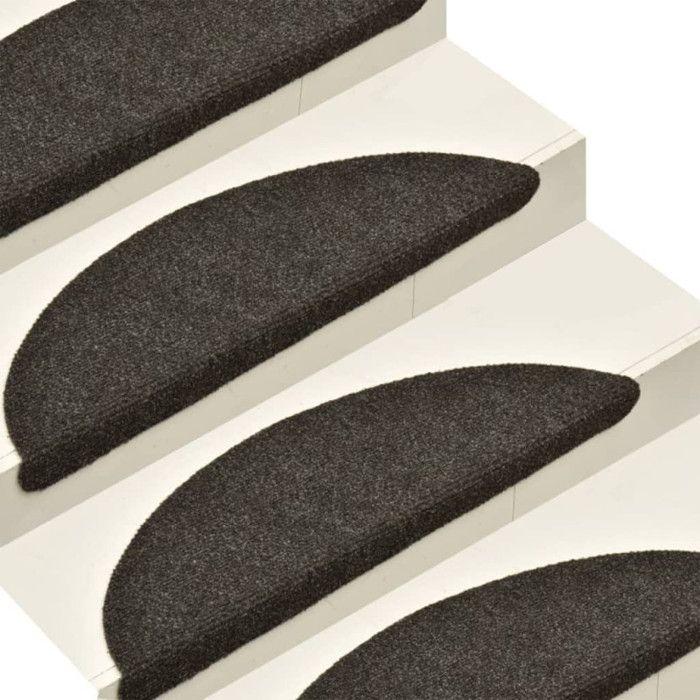 VidaXL Tapis d'escalier autocollants 15 pièces 65 x 21 x 4 cm Anthracite Demi-rond Grand 322353