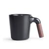 Wooden Handle Ceramic Mug, Minimalist Design, a Unique and Creative Coffee Cup for Office or Home Use, 380ml.