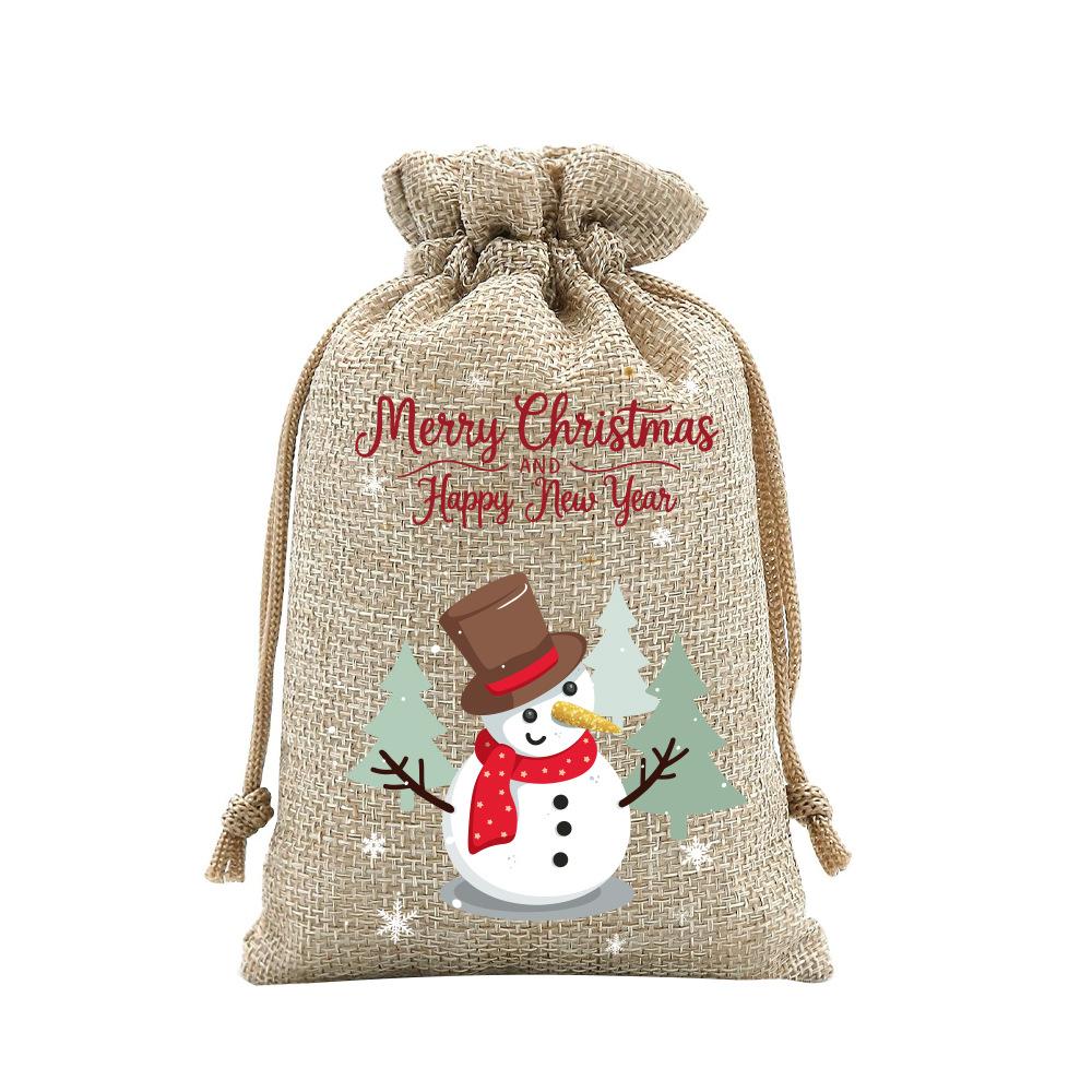 24pcs Christmas Packaging Bags Linen Drawstring Bags Festival Decoration Bags Storage Bags Velvet Gift Bags Drawstring Bags