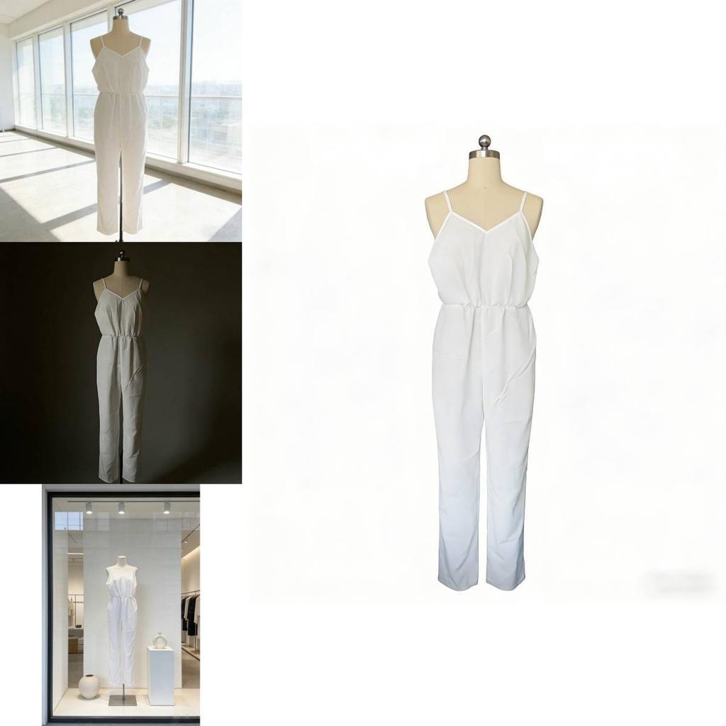 Cotton Wide Leg Jumpsuit With Deep V Neck Back Tie For Casual Streetwear Women
