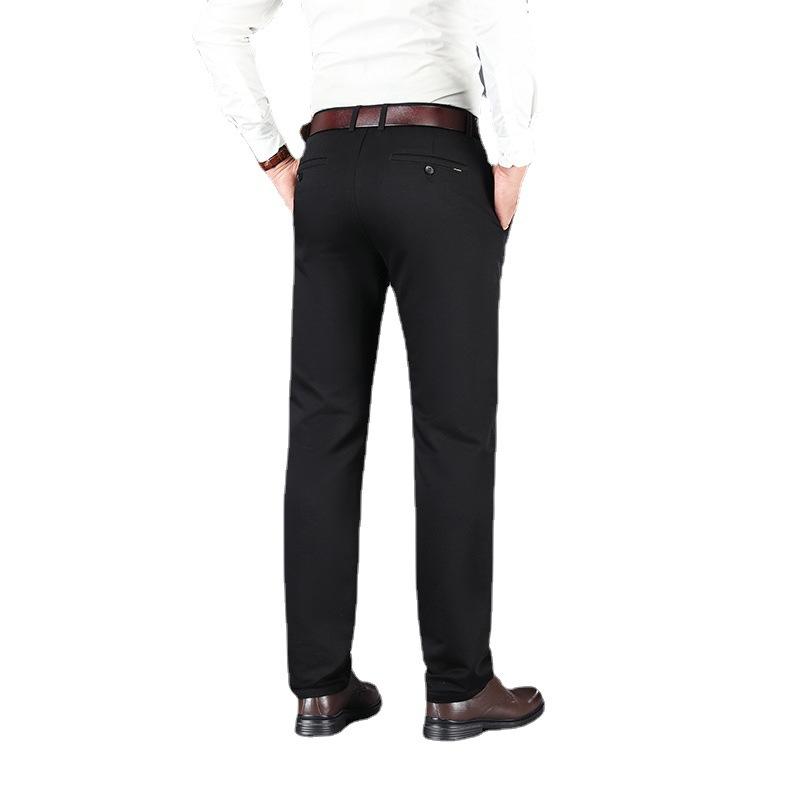 Elastic Solid Color Casual Pants for Men's Spring New Brushed Regular Non Ironing Men's Straight Pants