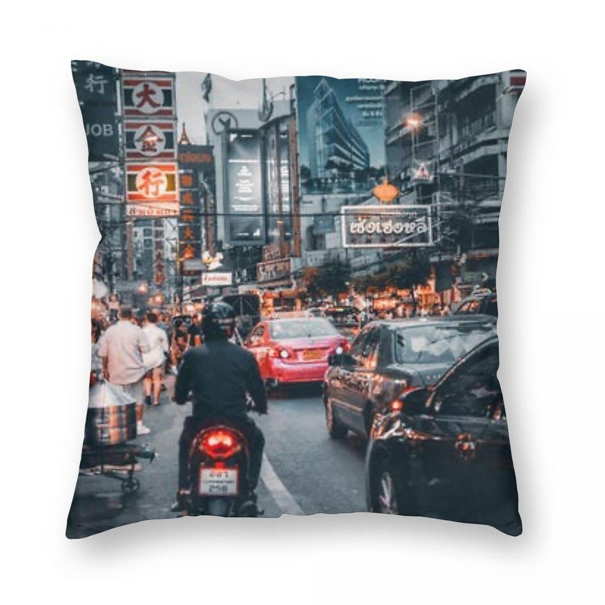 

Bangkok Life Thailand Square Pillowcase Polyester Linen Velvet Creative Zip Decor Throw Pillow Case Sofa Cushion Cover 30cmx30cm