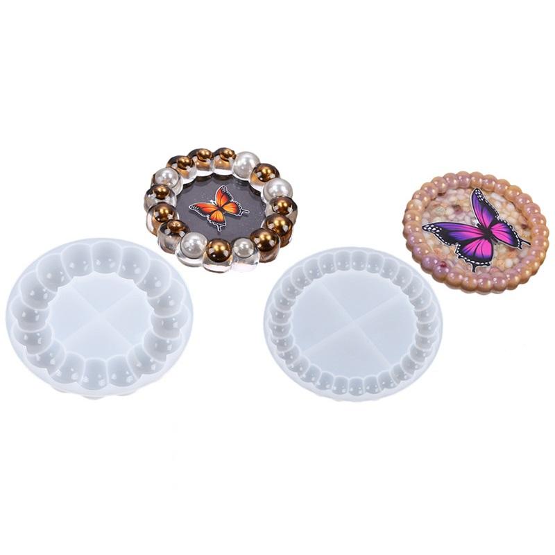 Round Bubble Coaster Silicone Molds For Diy Epoxy Jewelry Storage Tray, Plastic Tray Cement Cup Pad Injection Resin Mold