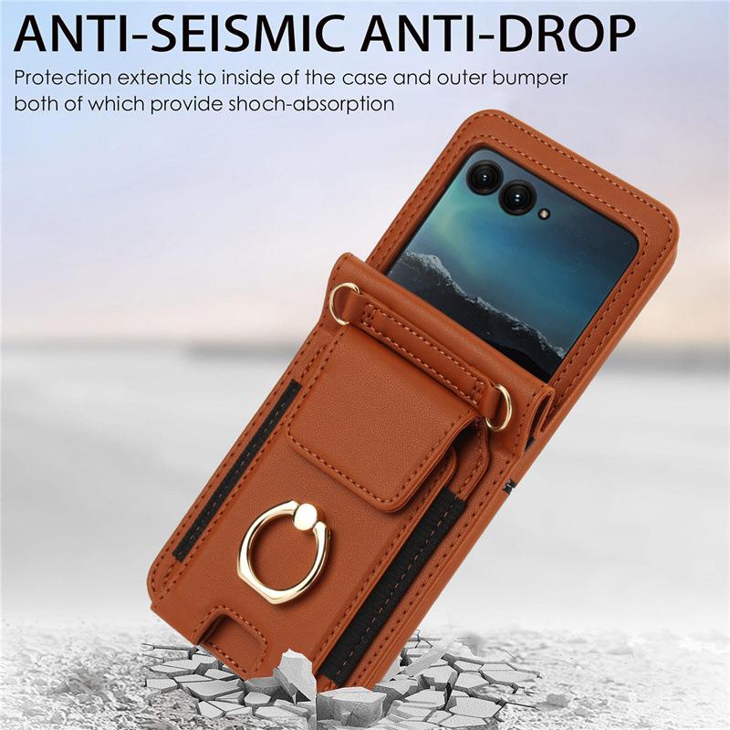 Samsung Z Flip7/6/5 Crossbody Protective Case with Card Slot & Folding Ring Stand