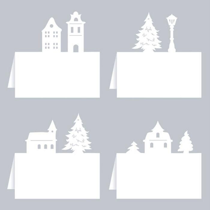 Marque places pour table de Noël - Village