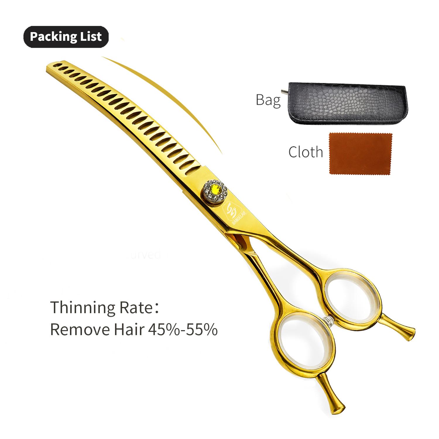 

Sangelar 7-дюймовые высококачественные золотые профессиональные ножницы для ухода за домашними животными, 2 стиля, скорость филировки, мода, красота, инструменты для ухода за шерстью собак, рекомендация Remove Hair 45%-55% жёлтый