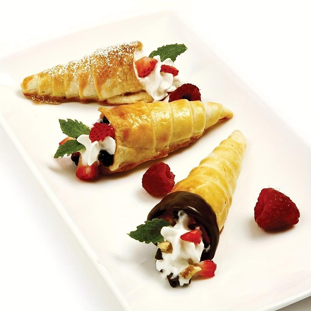 5-Piece Set Stainless Steel Cream Horn Molds - Cone Shaped Danish Pastry Roll Horns