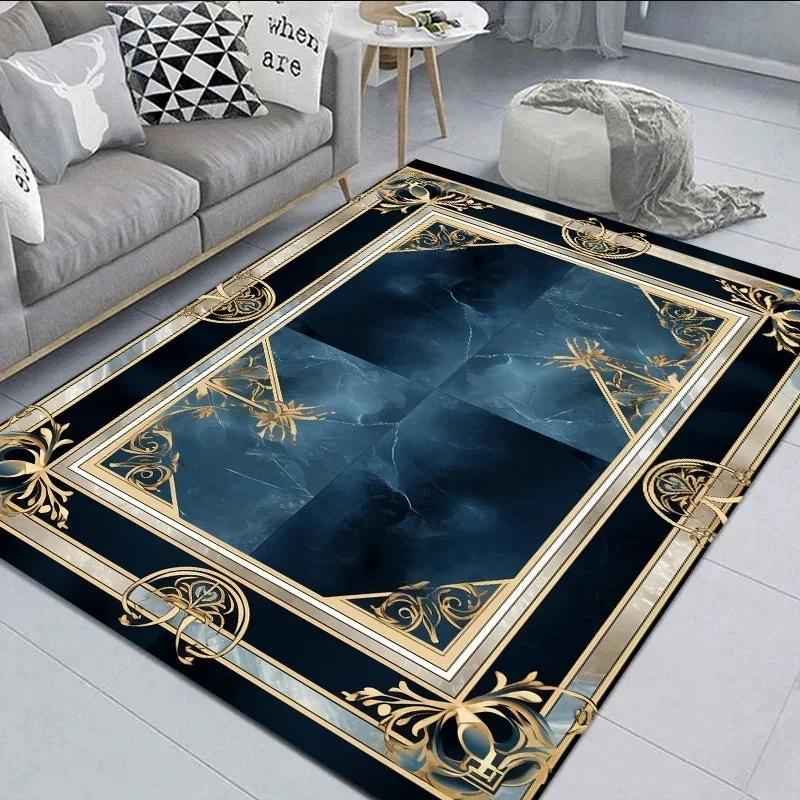 Black Gold Marble Carpet for Living Room Sofa Table Large Area Rug Entrance Non-slip Door Mat Kitchen Hallway Balcony Rugs Decor