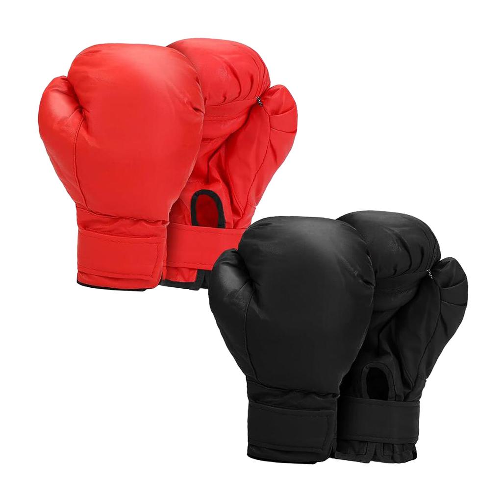 2 Pair Boxing Gloves Exercise Hand Guard for Adults Kids Punching Bag Gloves Red Black PU Leather Boxing Gloves for Adults Kids