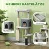 132cm Cat Tree W/ Scratching Posts, Pad, Cat Bed, Cat House, Jumping Platform, Grooming Brush, Anti-Tip Kit, Light Grey