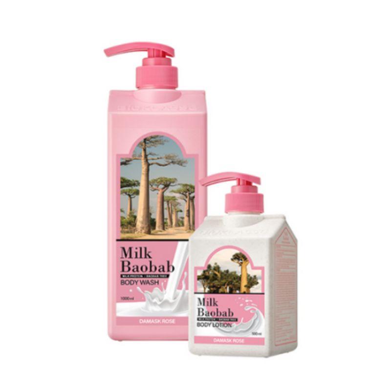 Milk Baobab Body Wash Damask Rose 1L – Moisturizing Rose Body Cleanser
