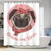 Adorable Pug Dog Print Shower Curtain Pink Scarf Bandana Design 'Break The Rules' Text Perfect Addition To Your Bathroom Decor