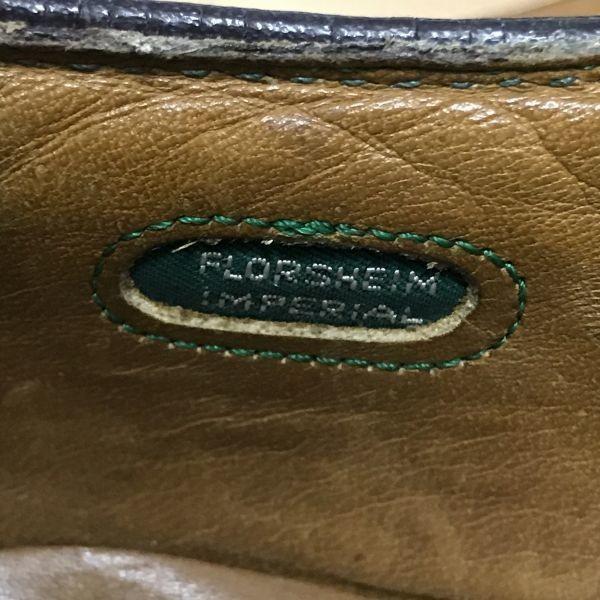 Vintage 70s-80s / FLORSHEIM Imperial Pebbled Leather Plain Toe Shoes Brown /11B / 28.0cm/ Green Stitch & Window(USED)
