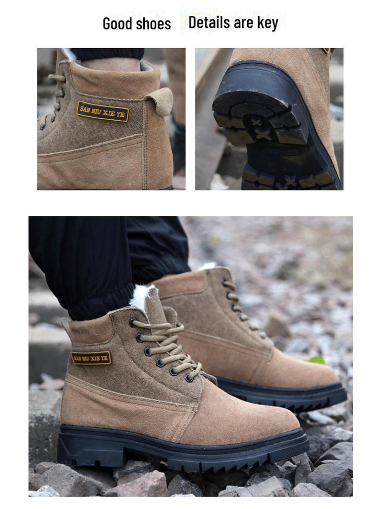 Men's Thickened Leather Wool Winter Boots