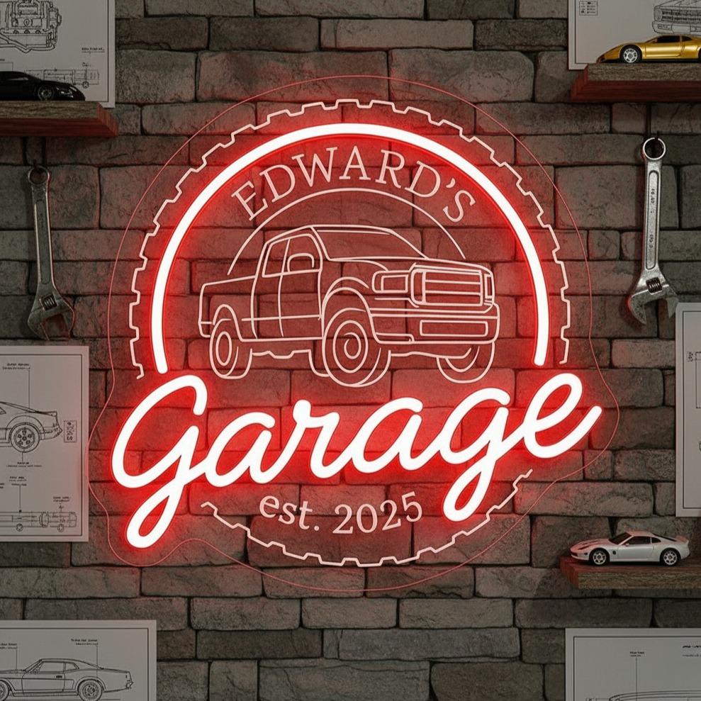 

Custom Garage LED Neon Sign: Fully Personalized LED Neon Light for Garage, Unique Man Cave Workshop Decor That Shows Your Style 35CM USB 5V червоний