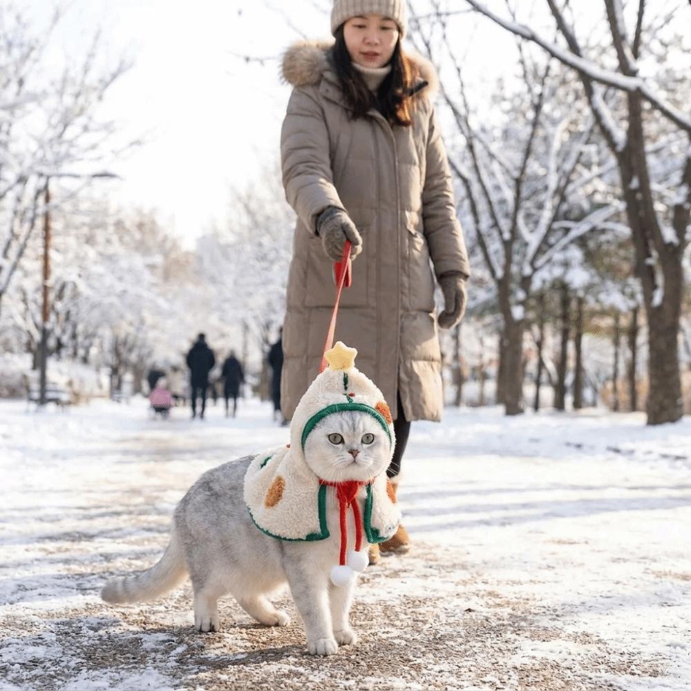 Warm Cat Cosplay Costume Thickened Pet Cloak Comfortable Dog Christmas Cape  Holiday Xmas