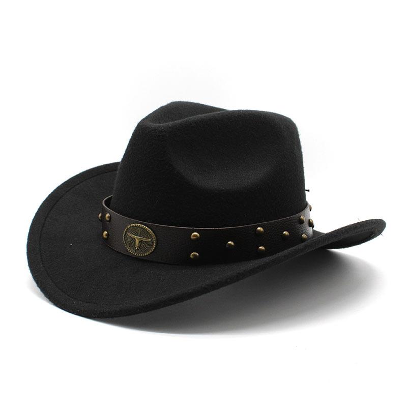 Western Cowboy Hat Woolen Felt Hat Men'S And Women'S Top Hat Outdoor Riding Hat