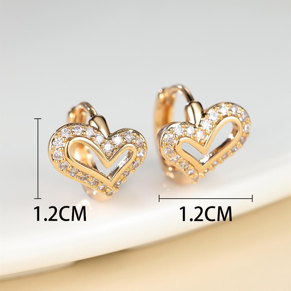Delicate Gold Color Hollow Heart Shape Hoop Earrings For Women Girls Paved Dazzling CZ Zircon Earrings Bridal Wedding Love Jewelry