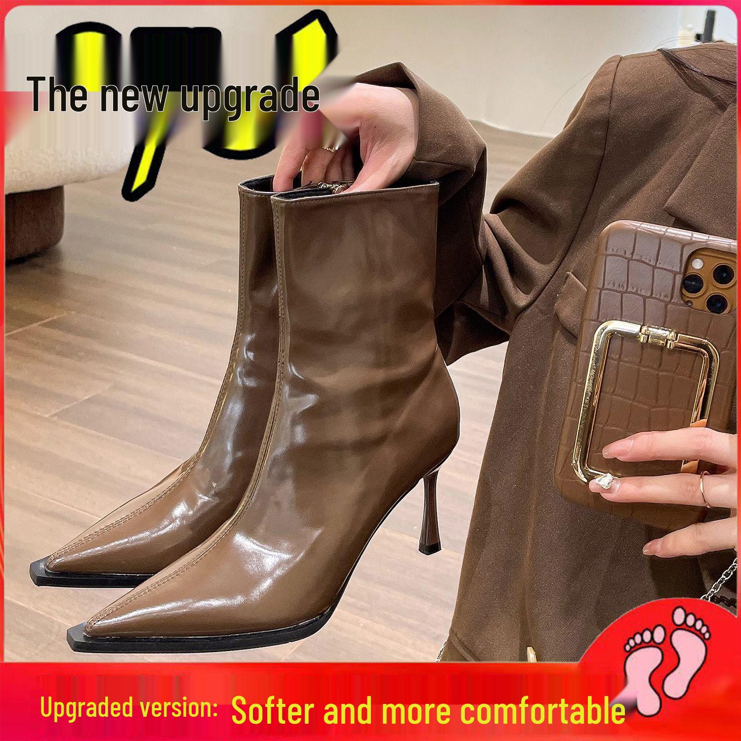 

2025 Осень/Зима Европейские и Американские Ботильоны на Шпильке в Лоскутной Технике, Телесного Цвета, в Ретро Коричневом Стиле Half-Size Insole (2 pairs)