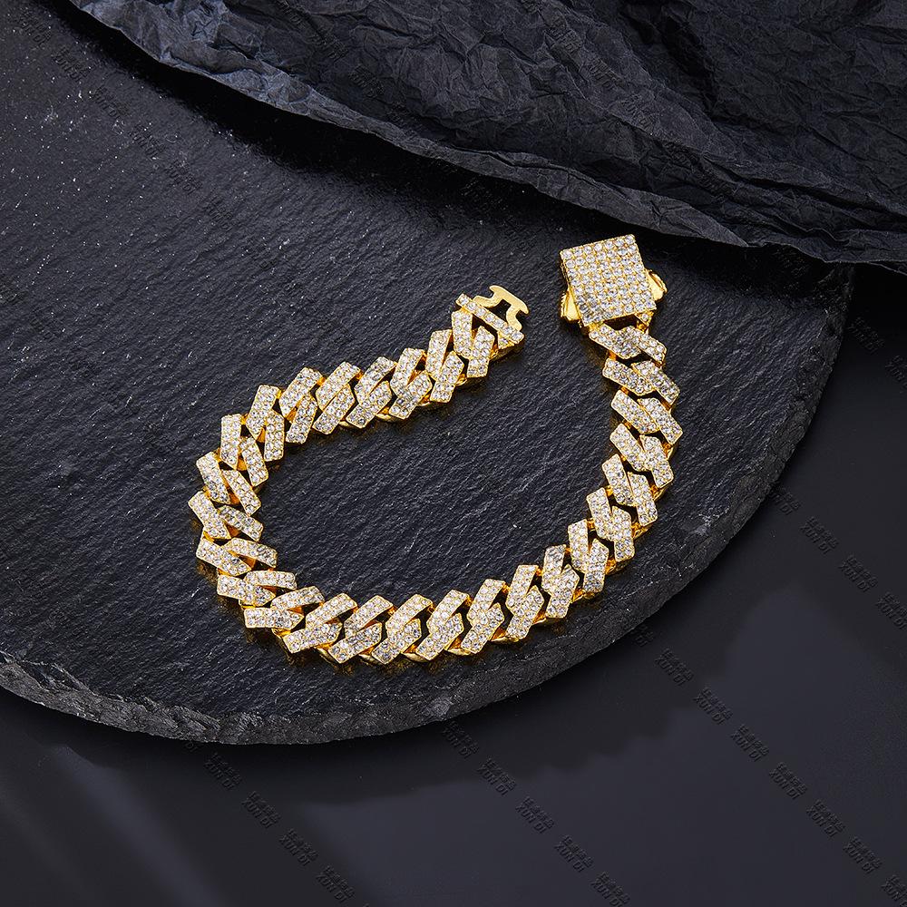 12mm Cuban Chain Rhinestone Hip-Hop Necklace – High-Quality, Versatile Design.