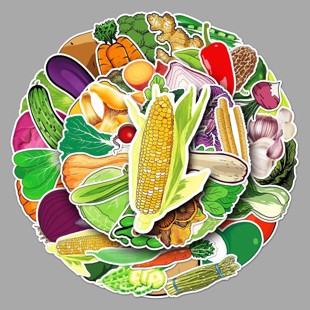 50-Pack Travel-Themed Vegetable Sticker Set: Suitcase, Laptop, Car & More