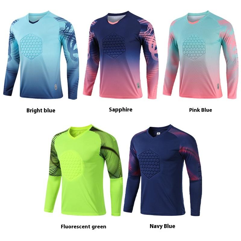 Men and Boys Football Goalkeeper Suit, Trousers Suit, Long-sleeved Thickened Sponge Goalkeeper Suit, Soccer Football Uniform