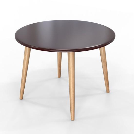 60.96 Cm Round Coffee Table End Table, Modern Tea Side Table Furniture, Wooden Table with 4-Legs