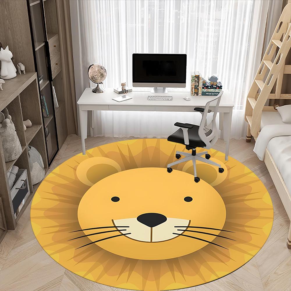 1pc Lion Face Chair Carpet for Office, Soft, Non-Slip Polyester Mat, Office, Living Room, Bedroom, Durable Polyester Yy251207147