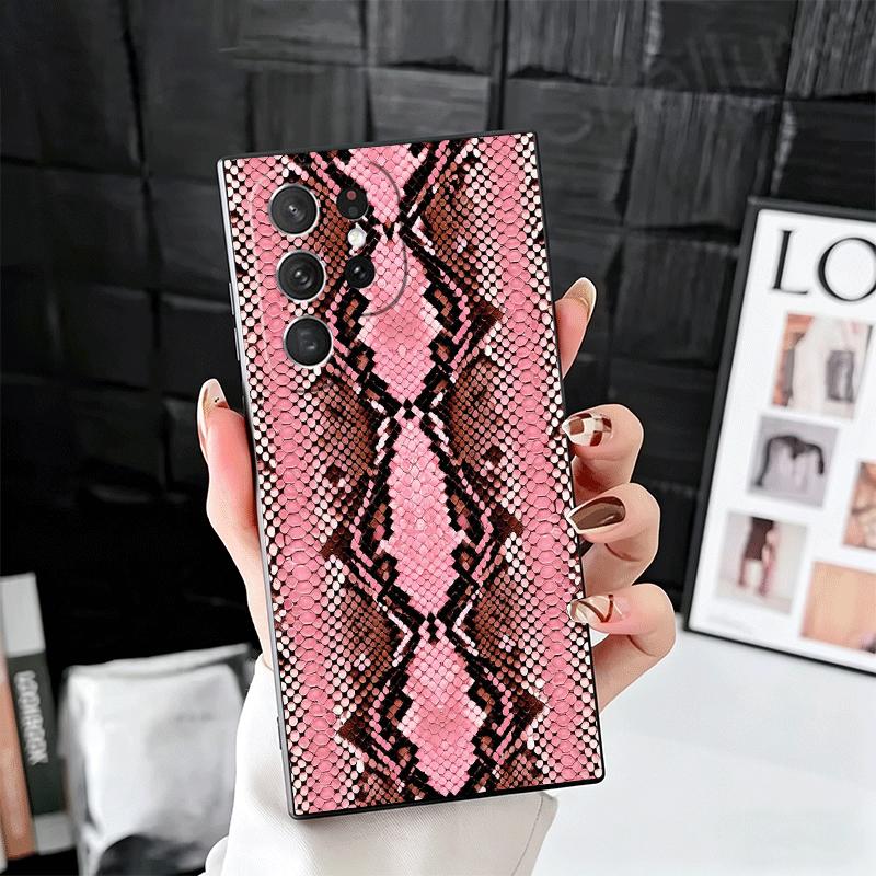 Fashion Snake Skin Pattern Soft Phone Case for Samsung Galaxy S26 S25 Edge S24 Ultra S23 Plus S22 S21 FE S20 Black Cover Back Sh