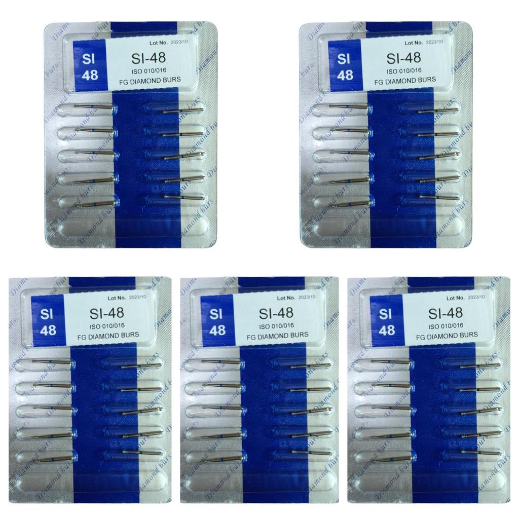 50pcs Dental High Speed Burs High Speed Handpiece Turbine Diamond Burs Diamond Polishing Tooth Preparation Dentist Material