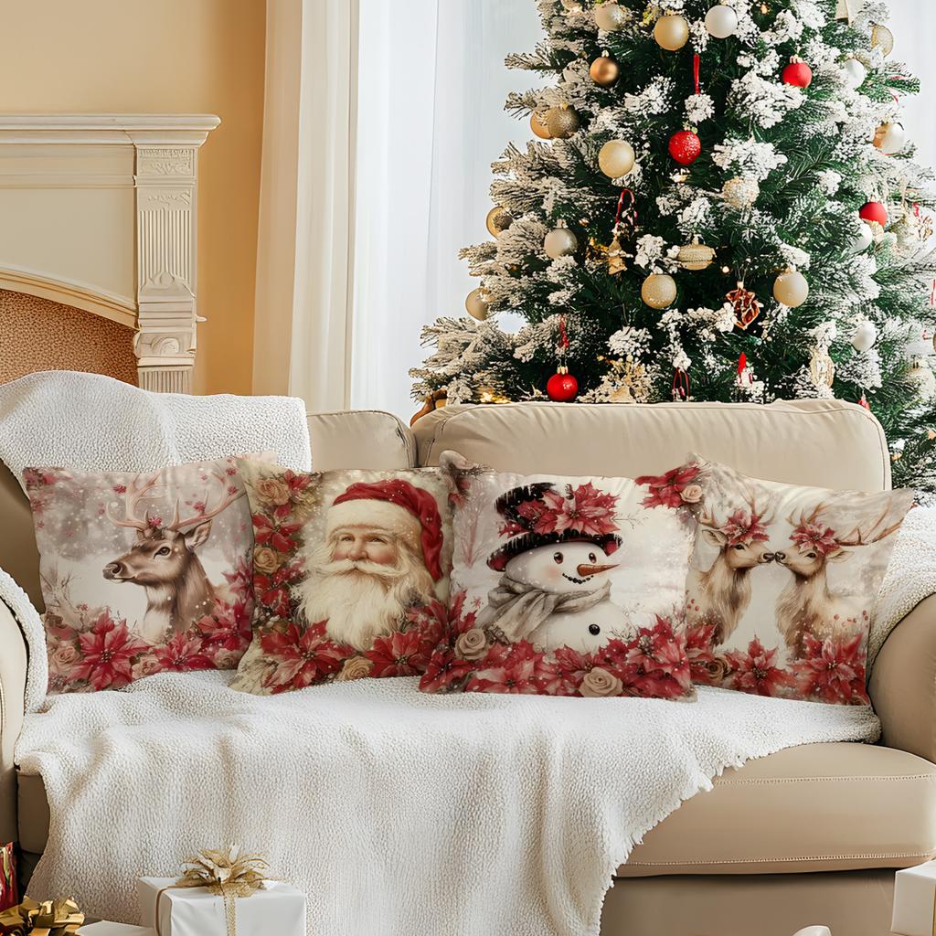 45X45Cm Vintage Christmas Decoration Pillowcase Bedroom Cushion Cover 100% Polyester Living Room Cushion Pillowcase Home Decor