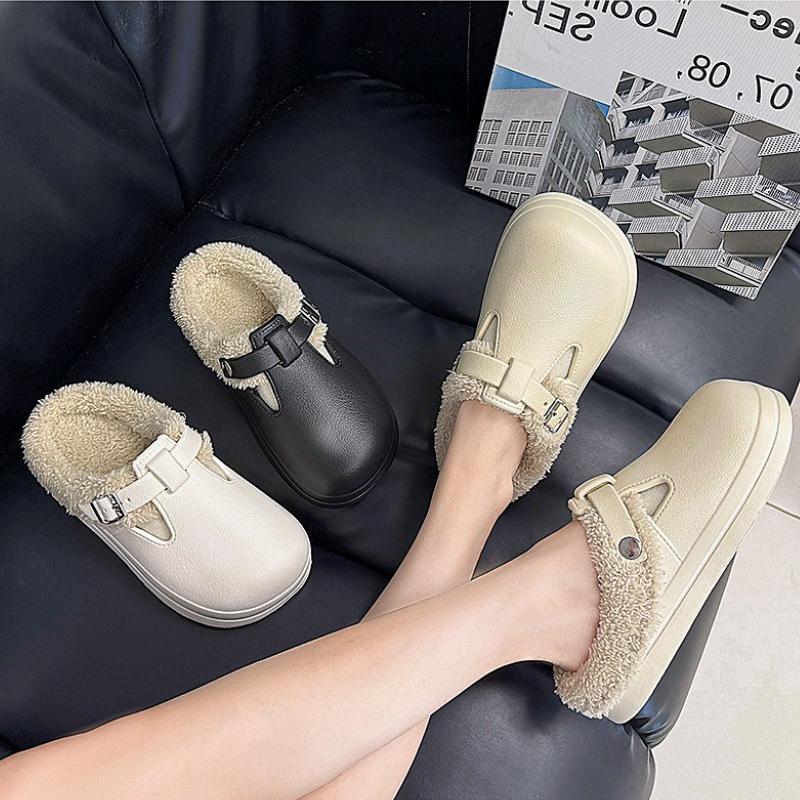 Fashion New Waterproof EVA Indoor Street Slippers For Women Winter Warm Shoes Thick Sole Soft Plush Female Home Daily Walking Slipper