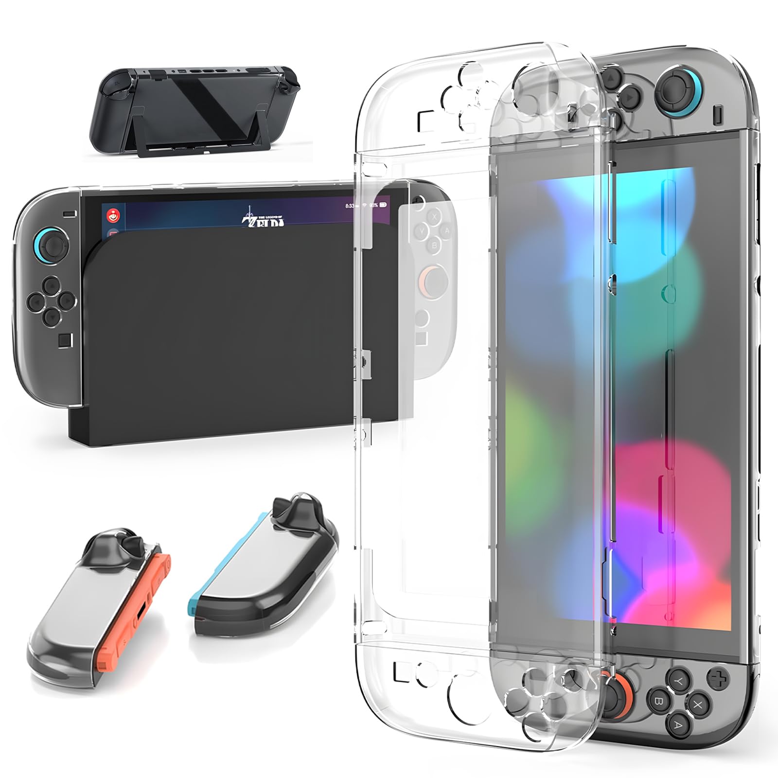 

OULEKE Чехол для Switch 2 Новинка в индустрии Switch 2 Прозрачный чехол Раздельный дизайн Крышка Совместим с док-станцией Точное расположение отверстий Материал ПК Полная защита Легкий