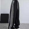 Korean Lace Patchwork Women's Trousers, Side Stripe Webbing Wide-Leg Pants, Casual Baggy Sweatpants, Women's Pants Trend 2026